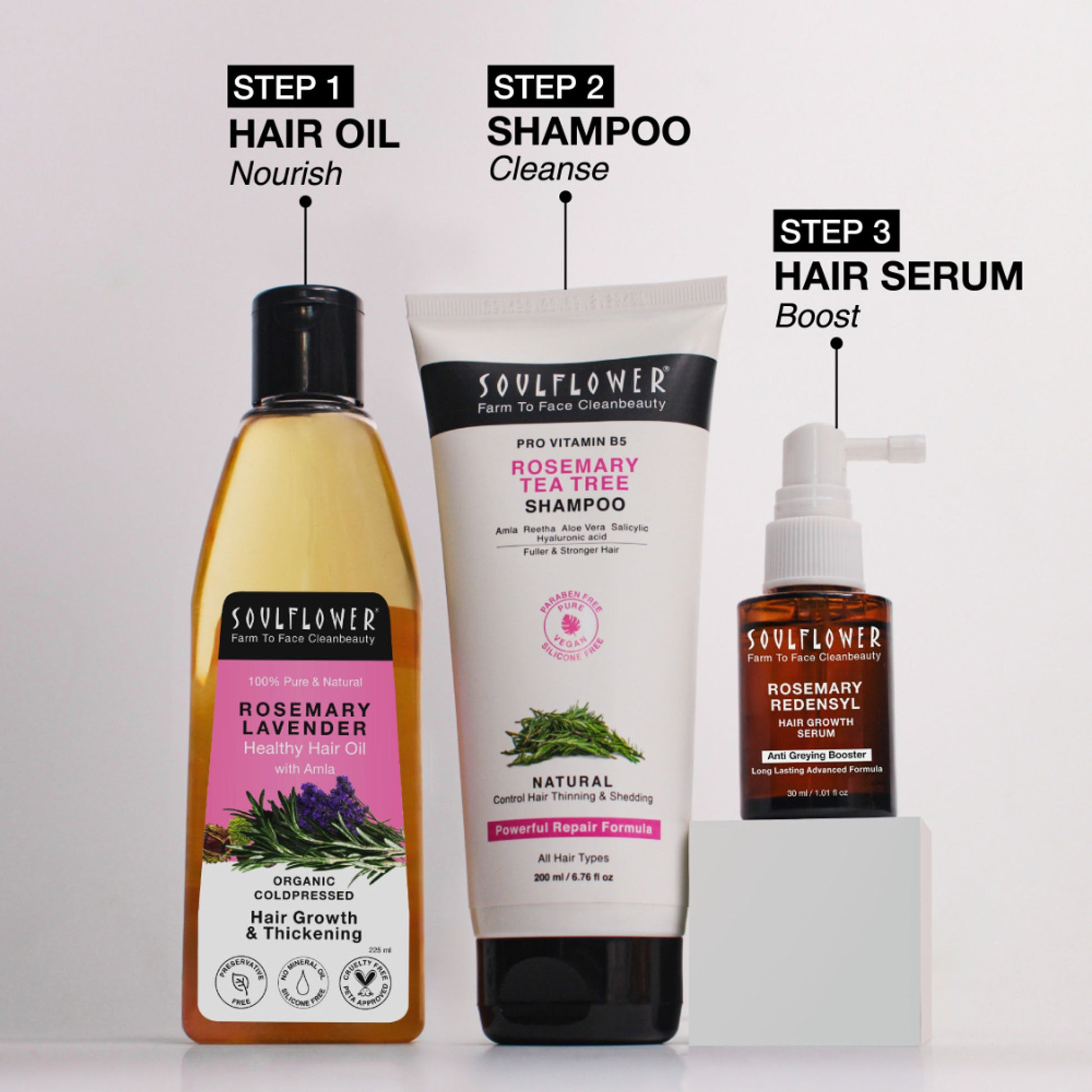 Soulflower Rosemary Tea Tree Anti-Hairfall Shampoo, Sulphate & Paraben Free, Reduces Split-Ends