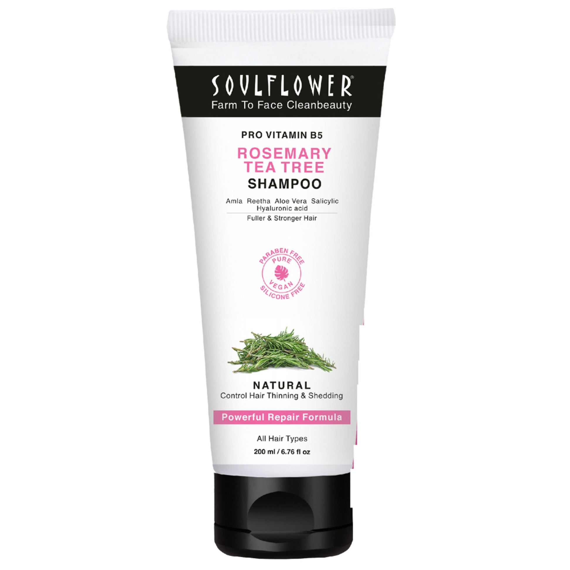 Soulflower Rosemary Tea Tree Anti-Hairfall Shampoo, Sulphate & Paraben Free, Reduces Split-Ends
