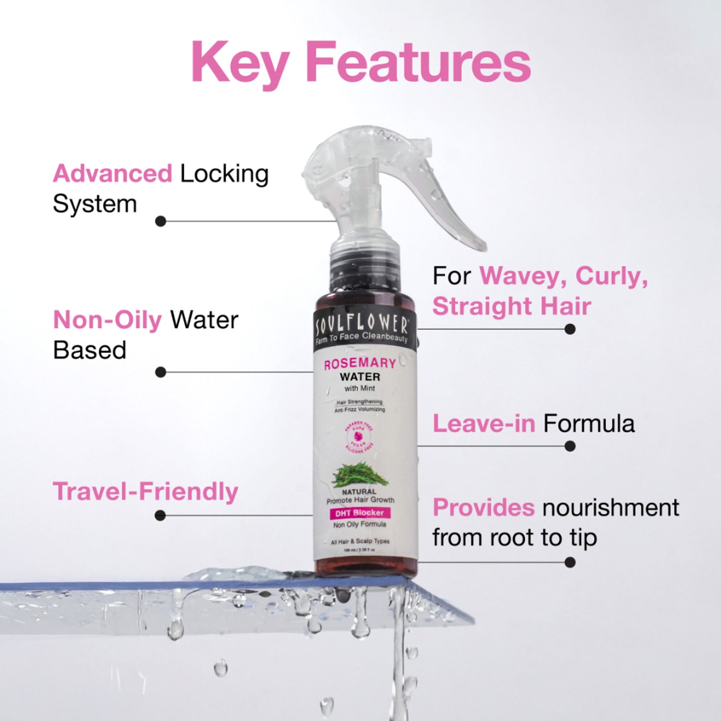 Soulflower Rosemary Water Hair Serum Spray