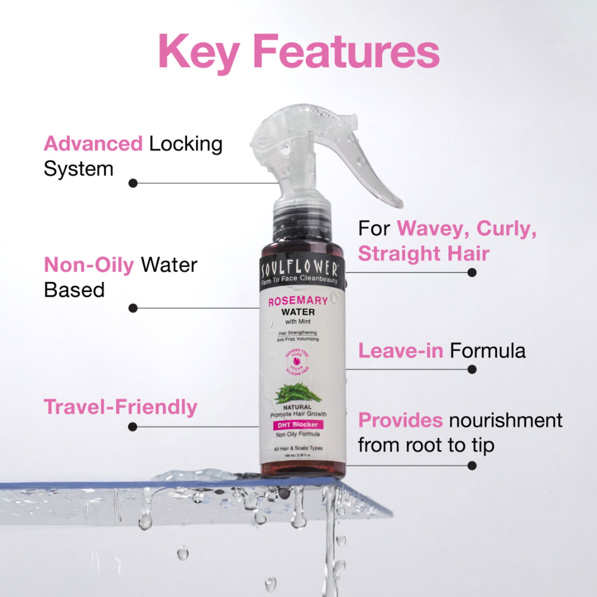 Soulflower Rosemary Water Hair Serum Spray
