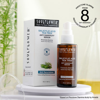Soulflower Anti Dandruff Hair Serum with Salicylic acid, Tea Tree, Controls Dandruff, Reduce Itching