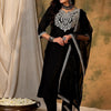 Indyancart IE Ethnic Motifs Embroidered Thread Work Kurta With Trousers & Dupatta