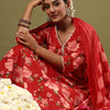 Indyancart IE Floral Printed Empire Gotta Patti Pure Cotton Kurta with Trousers & Dupatta