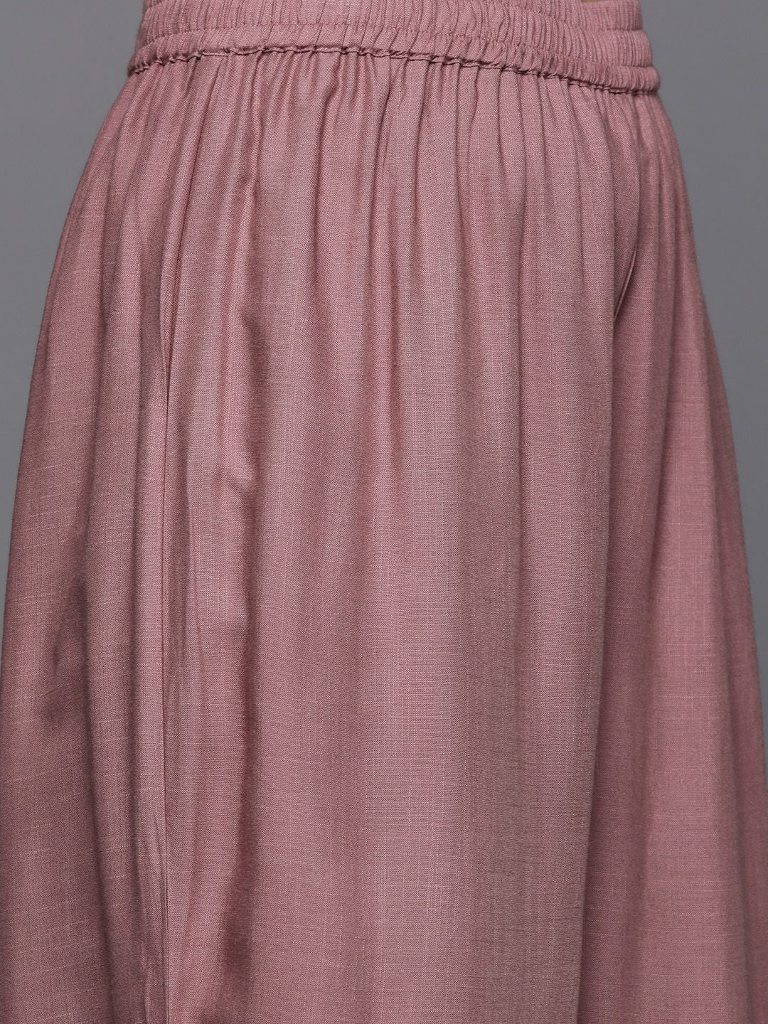 Indyancart VA Women's Mauve Embroidered Kurta with Palazzos & With Dupatta