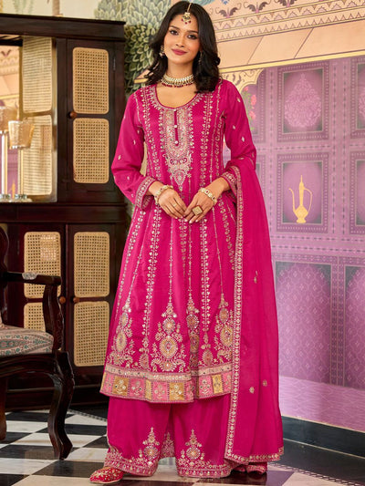 Dhiyona IE Women Floral Embroidered Kurta with Palazzo & Dupatta