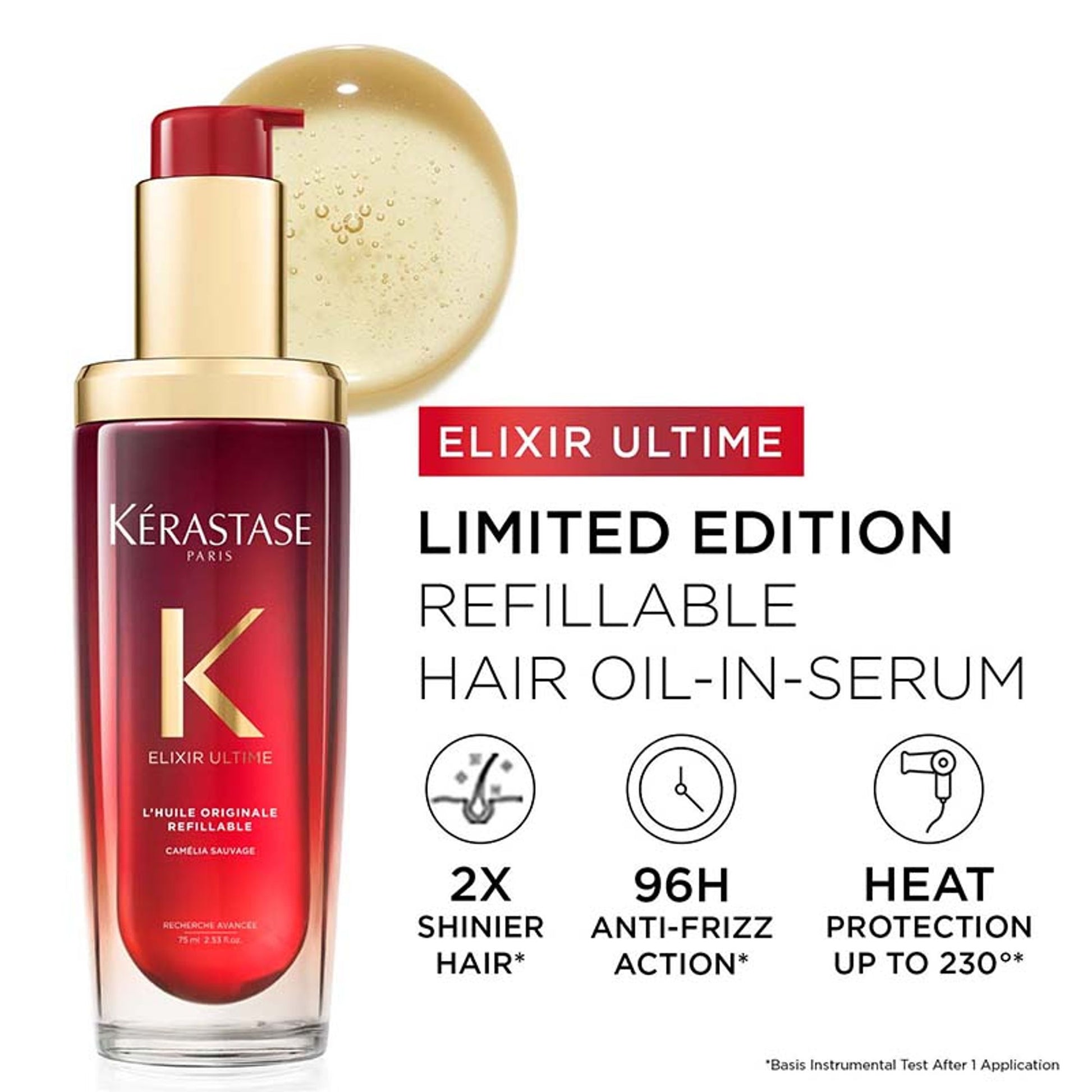 Kerastase Elixir Ultime Hair Oil-In-Serum Valentine's Edition 2X Shinier Hair 96H Anti-Frizz Action