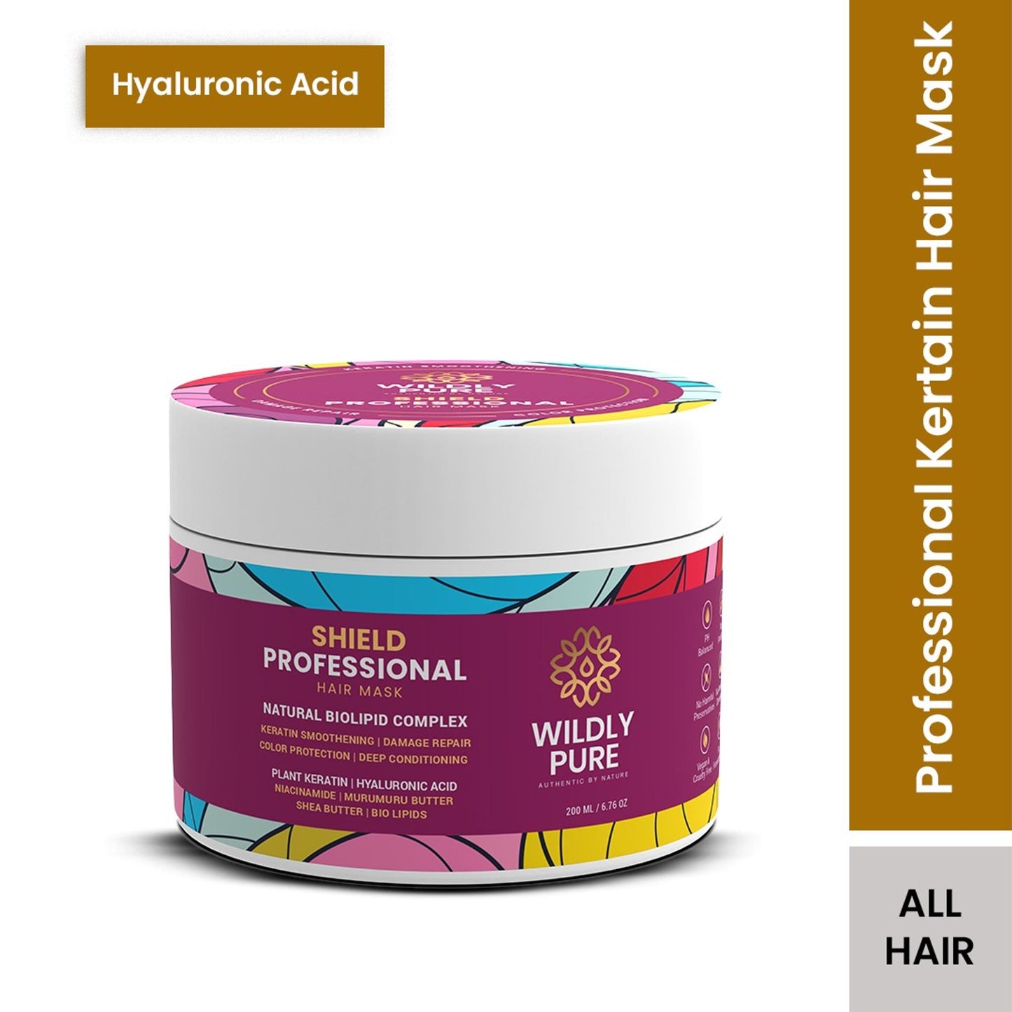 Wildly Pure Keratin Hair Mask for Smoothening & Color Protection with Biolipids & Hyaluronic Acid