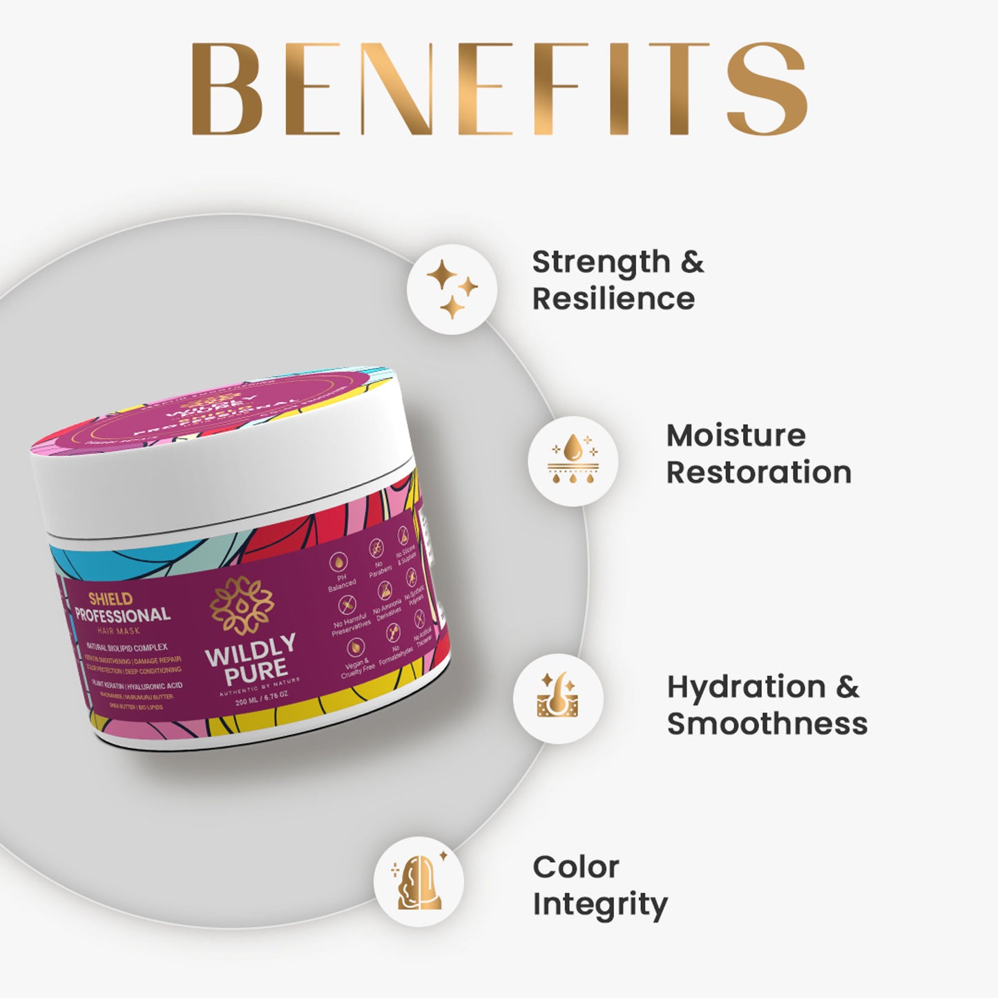 Wildly Pure Keratin Hair Mask for Smoothening & Color Protection with Biolipids & Hyaluronic Acid