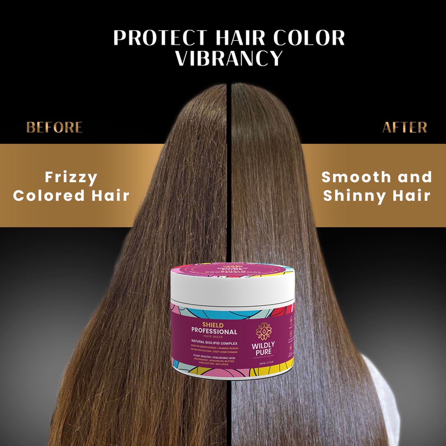 Wildly Pure Keratin Hair Mask for Smoothening & Color Protection with Biolipids & Hyaluronic Acid