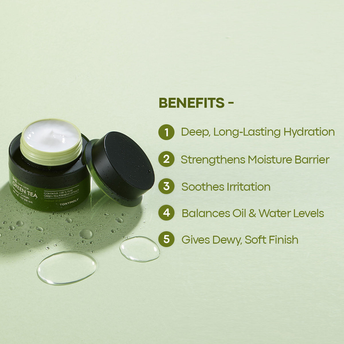 TONYMOLY Korean The Chok Chok Green Tea Watery Cream