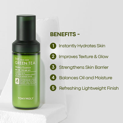 TONYMOLY Korean The Chok Chok Green Tea Watery Essence-Highly Concentrated Hydration for Dry Skin