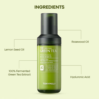 TONYMOLY Korean The Chok Chok Green Tea Watery Essence-Highly Concentrated Hydration for Dry Skin