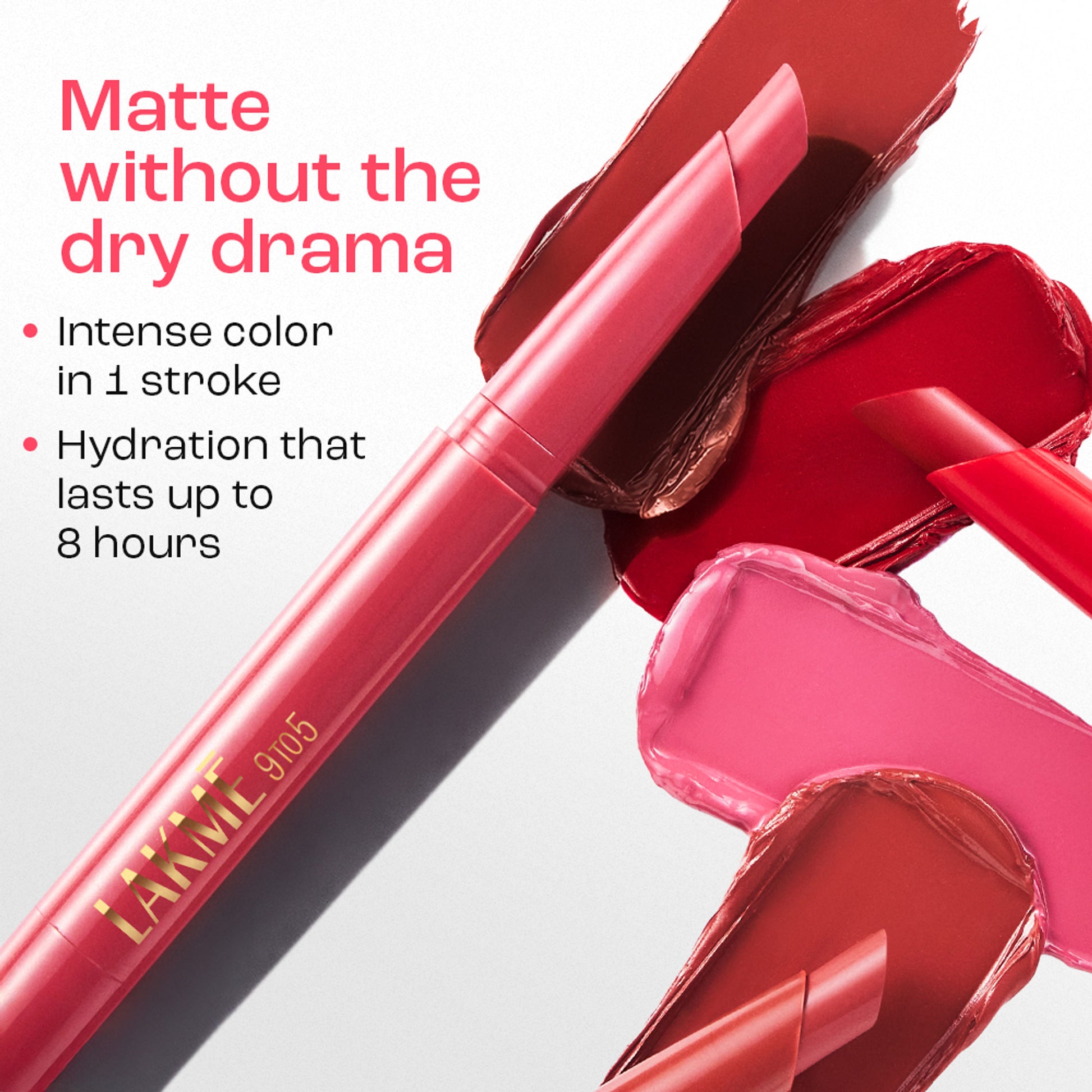 Lakme 9 to 5 Forever Matte Lip Crayon - Pitch Pink