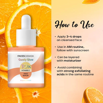 Faces Canada Comfy Glow 10% Vitamin C Face Serum - Brightens Complexion