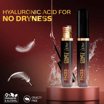 Faces Canada Comfy Matte Wow Liquid Lipstick - Choco Couture 01 + Cocoa Crush 07 - Pack Of 2