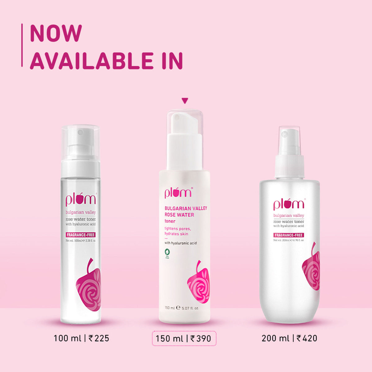 Plum Bulgarian Valley Rose Water Alcohol-Free Spray Toner With Hyaluronic Acid- Hydrates & Refreshes