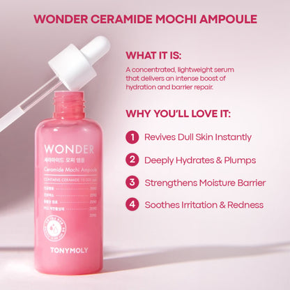 TONYMOLY Korean Wonder Ceramide Mochi Serum to Moisturize, Firm & Brighten Dry Skin