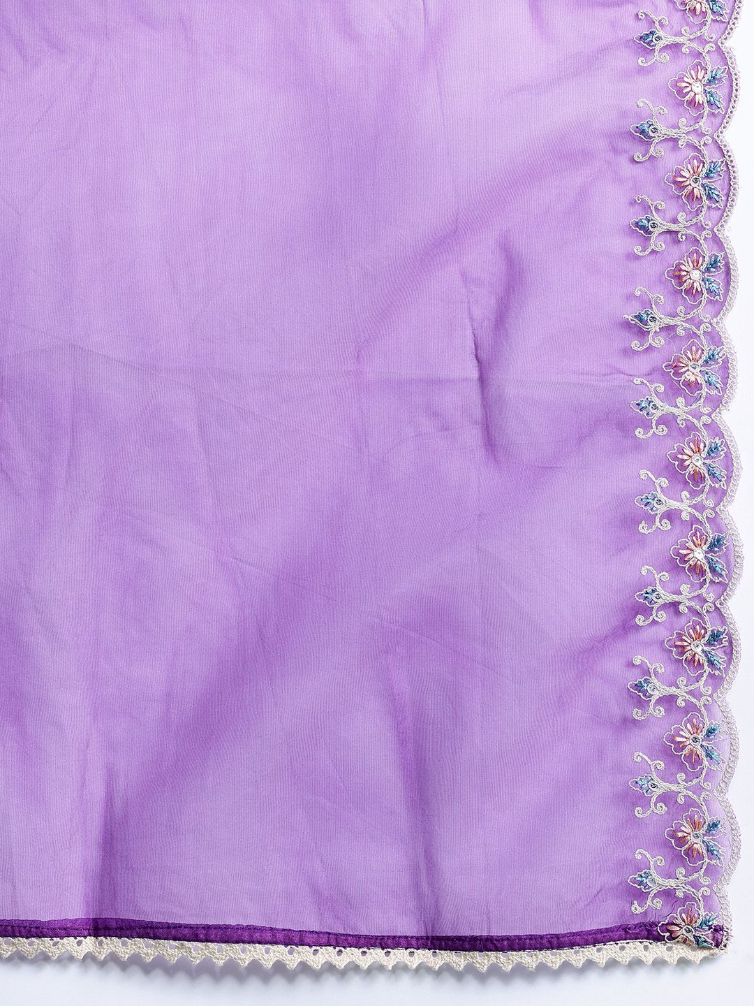Indyancart IE Floral Embroidered Thread Work Kurta With Trousers & Dupatta