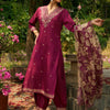 Indyancart IE Ethnic Motifs Embroidered V-Neck Thread Work Straight Kurta with Salwar & Dupatta