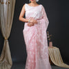 Women's Organza White Embroidered Designer Saree With Blouse Piece