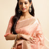 Dhiyona GR Women's Savi Peach Cotton Khadi Silk Saree