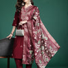 Dhiyona IE Women Floral Embroidered Thread Work Kurta With Trousers & Dupatta