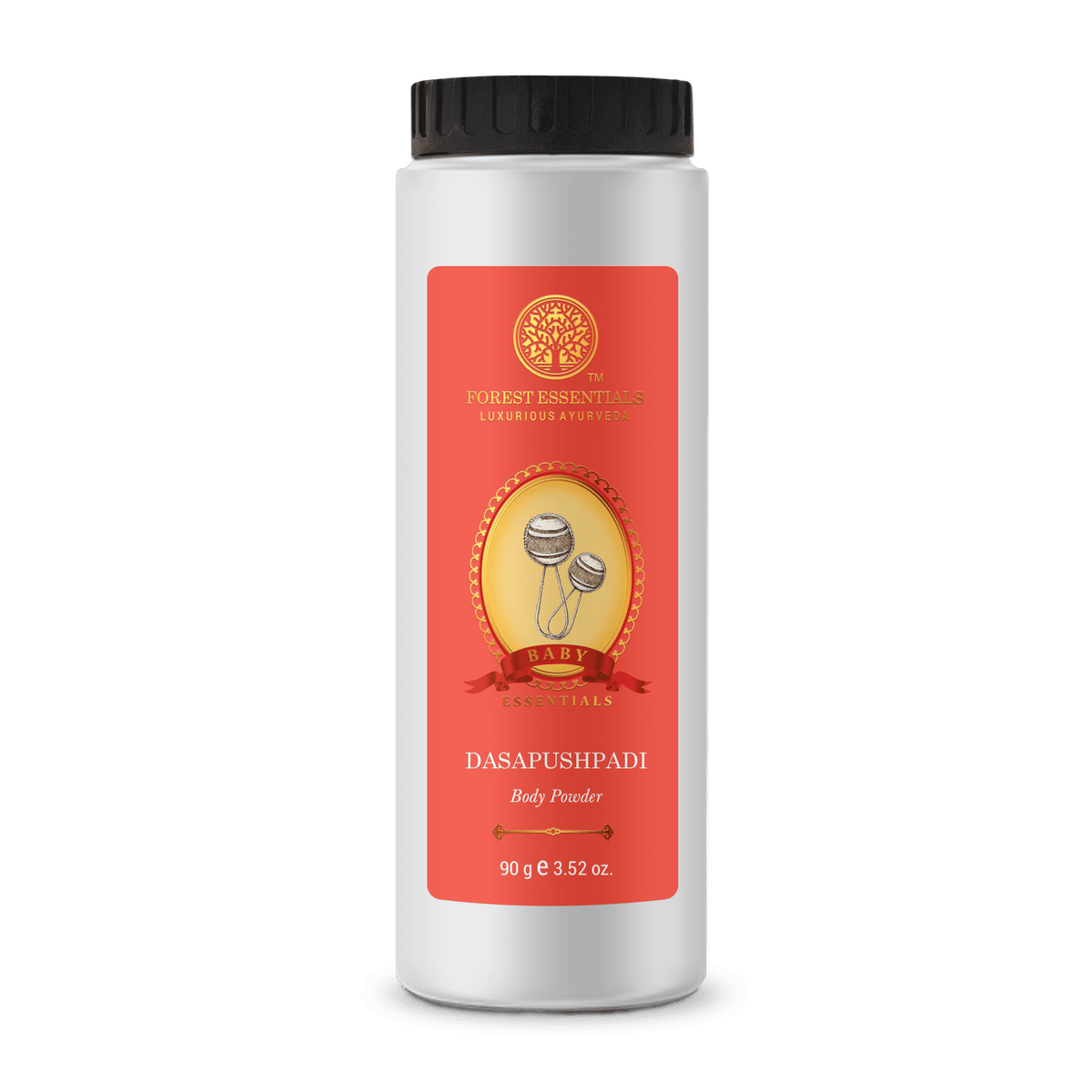 Forest Essentials Baby Body Powder Dasapushpadi, talc-free natural baby powder with floral scent, gentle and safe for delicate skin.
