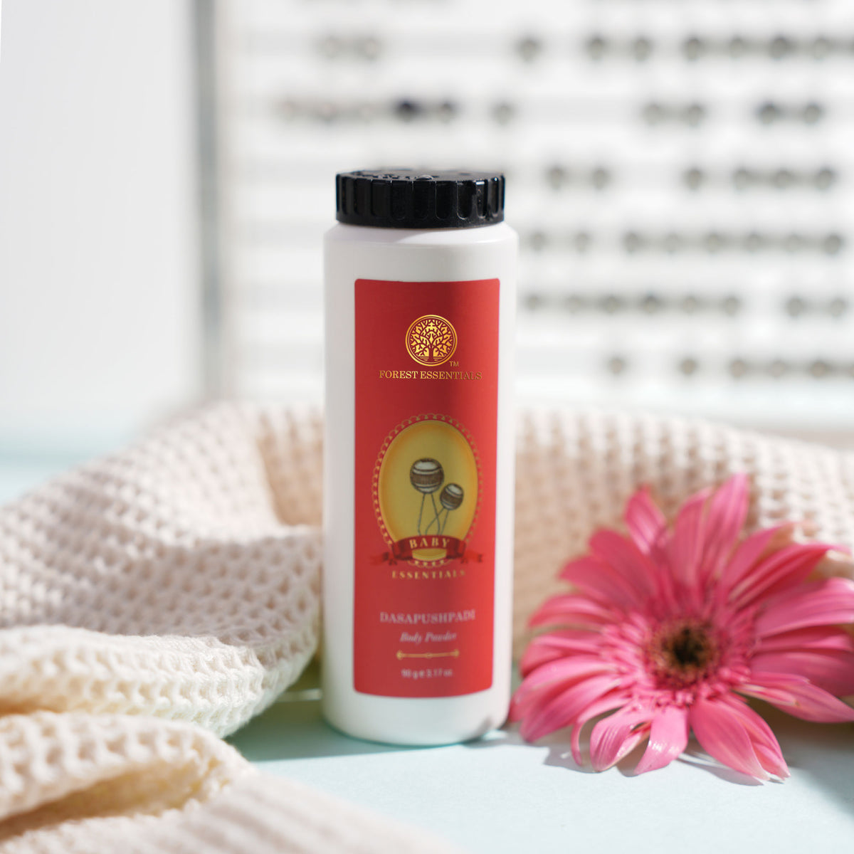 Forest Essentials Baby Body Powder Dasapushpadi in a natural, talc-free formulation, gentle for delicate baby skin.