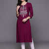 Dhiyona IE Floral Embroidered Round Neck Straight Kurta