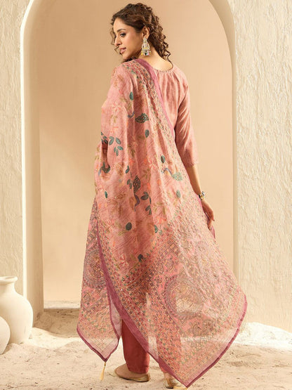Indyancart IE Women Embroidered Kurta with Trousers & Dupatta