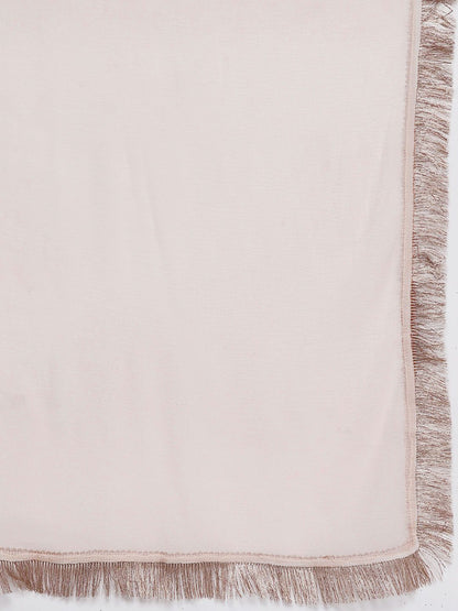 Indyancart VA Women Peach-Coloured Floral Sequinned Kurta with Sharara & With Dupatta