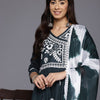 Dhiyona VA Women's Floral Embroidered Angrakha Kurta with Trousers & With Dupatta