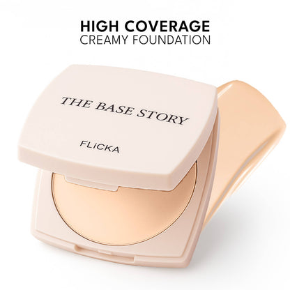 FLiCKA Combo Base Story Cream Foundation Fair + Silk Touch Primer + Beauty Blender Sponge w/Case