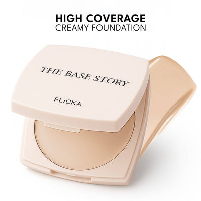 FLiCKA Combo Base Story Cream Foundation Ivory + Silk Touch Primer + Beauty Blender Sponge w/Case