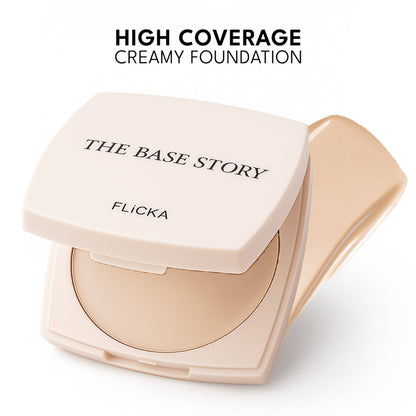 FLiCKA Combo Base Story Cream Foundation Ivory + Silk Touch Primer + Beauty Blender Sponge w/Case