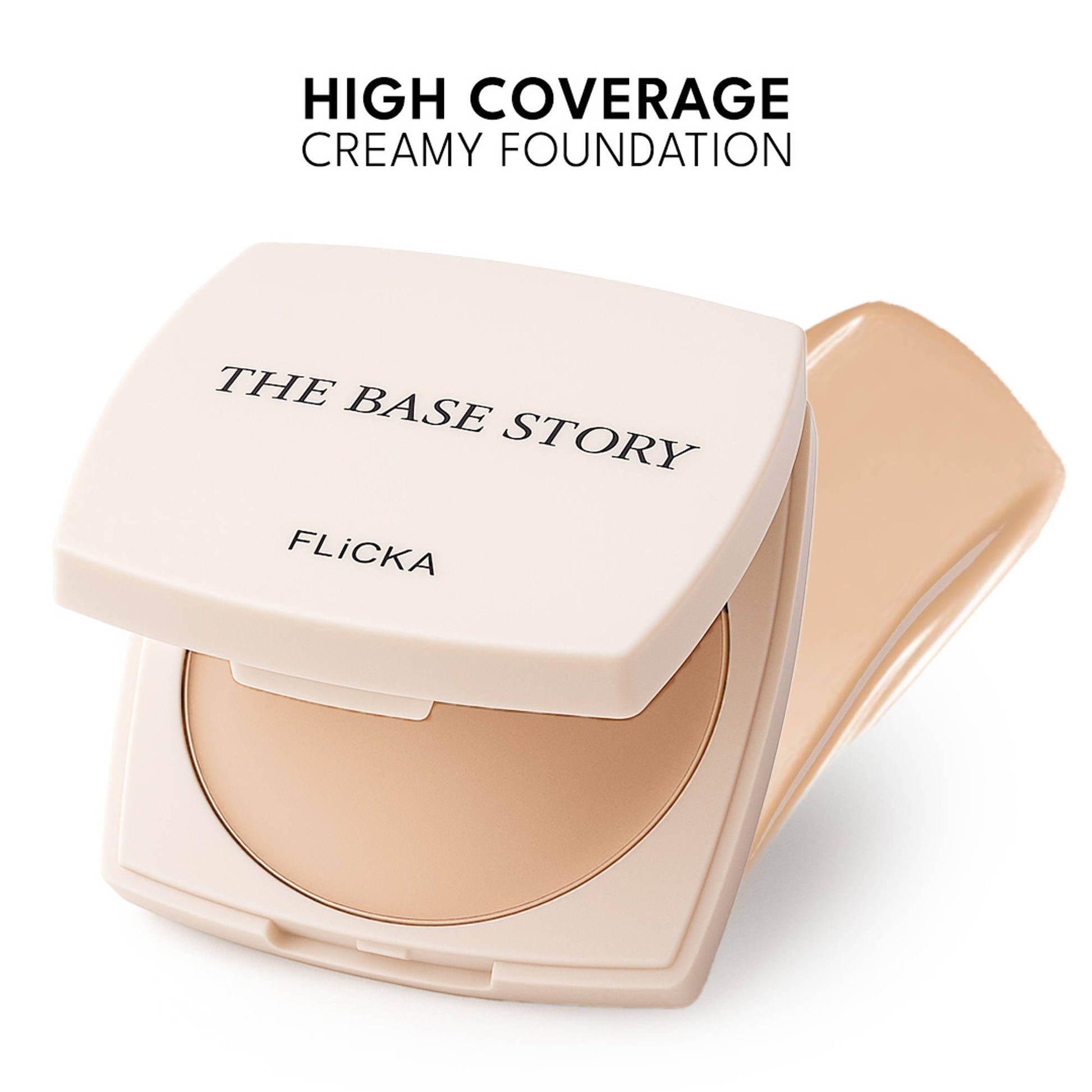 FLiCKA Combo Base Story Cream Foundation Beige + Silk Touch Primer + Beauty Blender Sponge w/Case