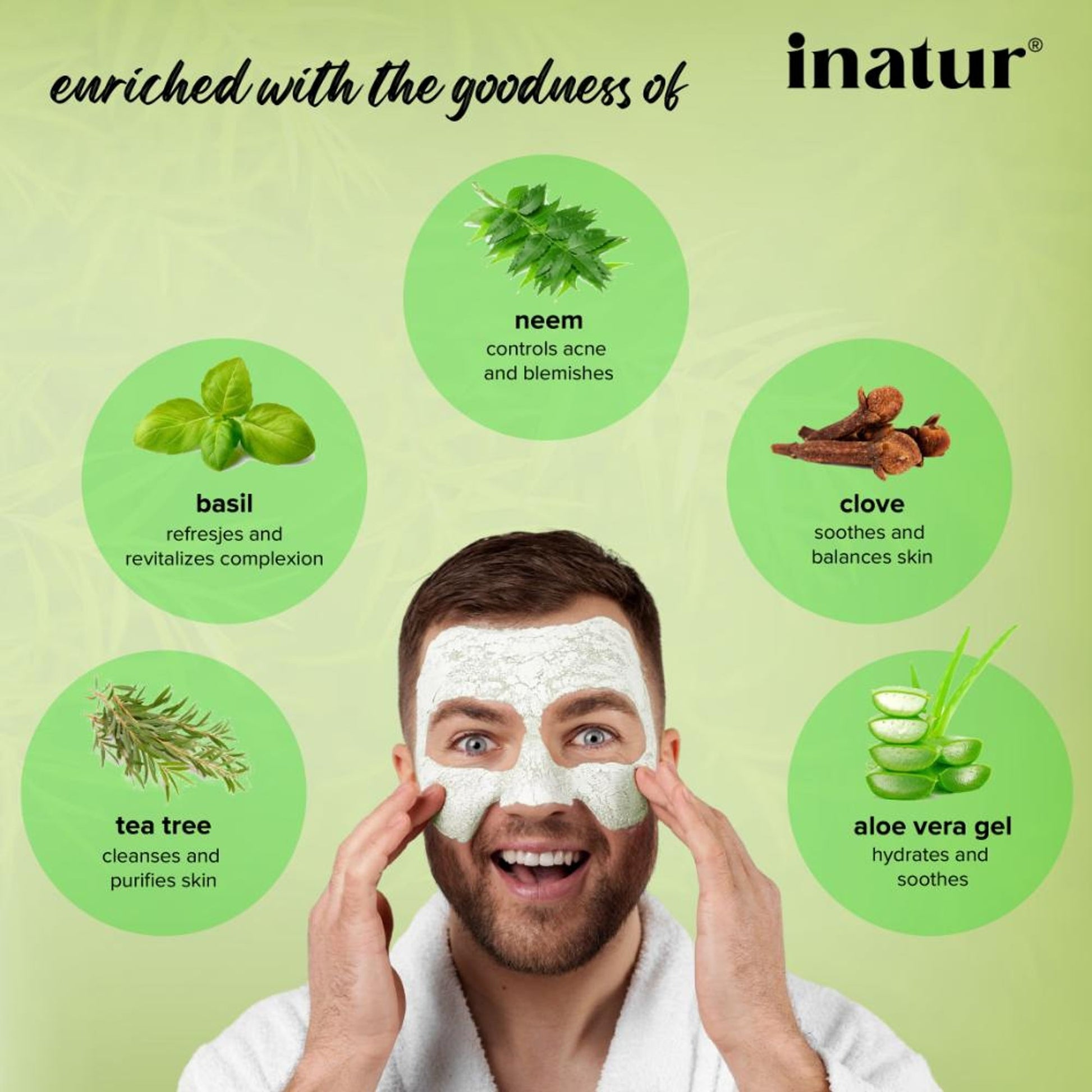 inatur Tea Tree Facial Kit, for Glowing & Clear Skin, with Cleanser, Scrub, Gel & Face Pack
