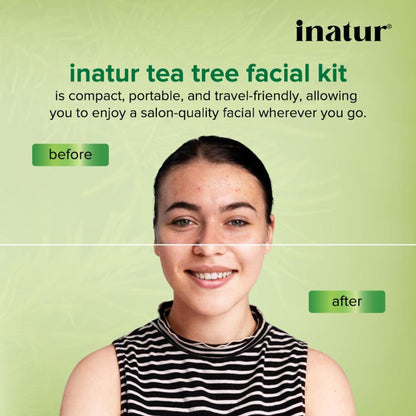 inatur Tea Tree Facial Kit, for Glowing & Clear Skin, with Cleanser, Scrub, Gel & Face Pack