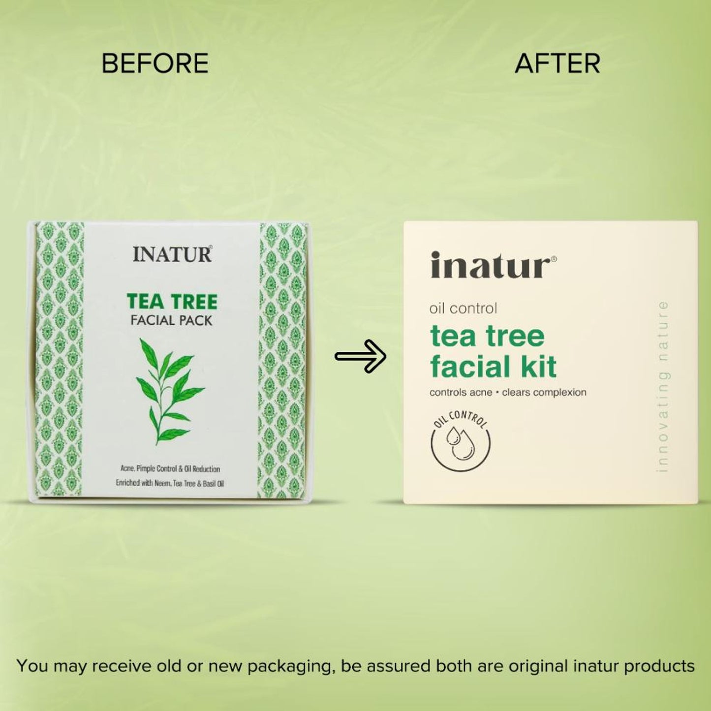 inatur Tea Tree Facial Kit, for Glowing & Clear Skin, with Cleanser, Scrub, Gel & Face Pack