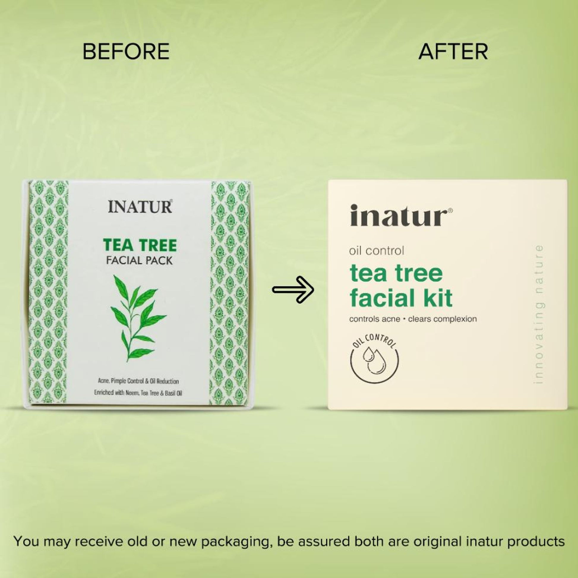 inatur Tea Tree Facial Kit, for Glowing & Clear Skin, with Cleanser, Scrub, Gel & Face Pack