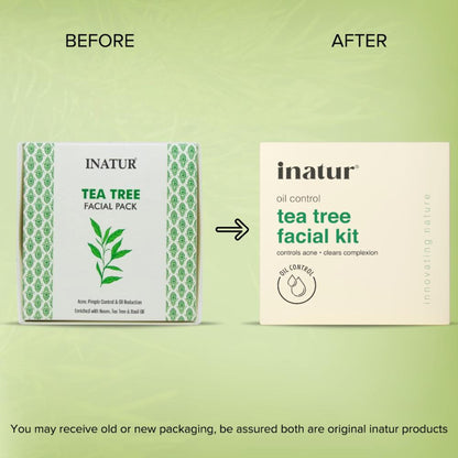 inatur Tea Tree Facial Kit, for Glowing & Clear Skin, with Cleanser, Scrub, Gel & Face Pack