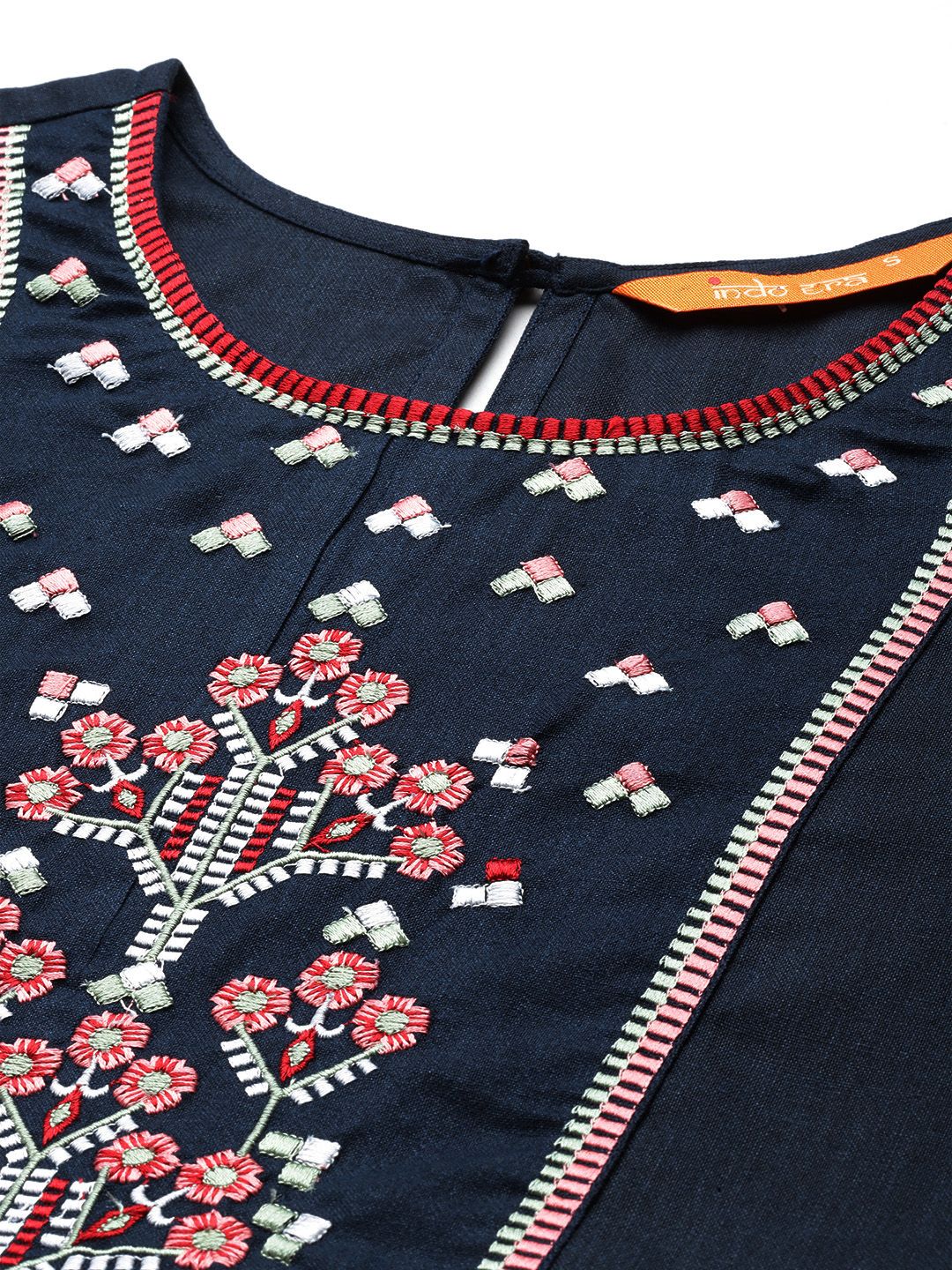 Dhiyona IE Floral Embroidered Gathered Detail Empire Style A-Line Kurta