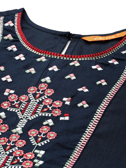 Dhiyona IE Floral Embroidered Gathered Detail Empire Style A-Line Kurta