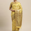 Women's Silk Blend Yellow Woven Design Woven saree With Blouse Piece