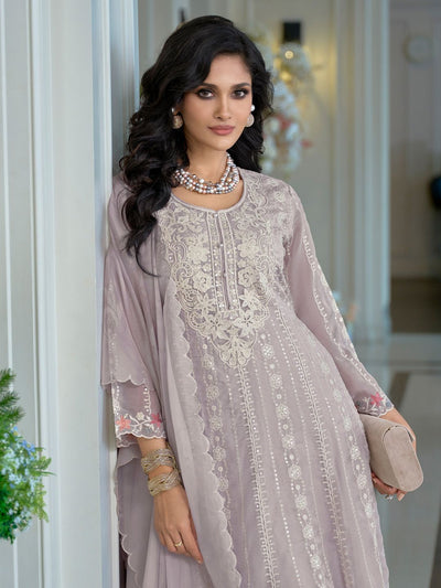 Dhiyona IE Adults-Women Woven Design Embroidered Anarkali Kurta with Trousers & Dupatta