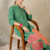 Dhiyona IE Women Embroidered Mandarin Collar Top and Trousers Co-Ords