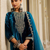 Indyancart IE Women Ethnic Motifs Embroidered Regular Velvet Kurta with Trousers & Dupatta