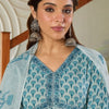Indyancart IE Women Floral Printed Tiered Pure Cotton Kurta with Trousers & With Dupatta