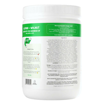 Little Joys Nutrimix Lite powder in chocolate flavor for kids aged 2-6, featuring a colorful container with a smiling child.