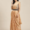 Women's Georgette Peach Solid Belted Sarees With Blouse Piece